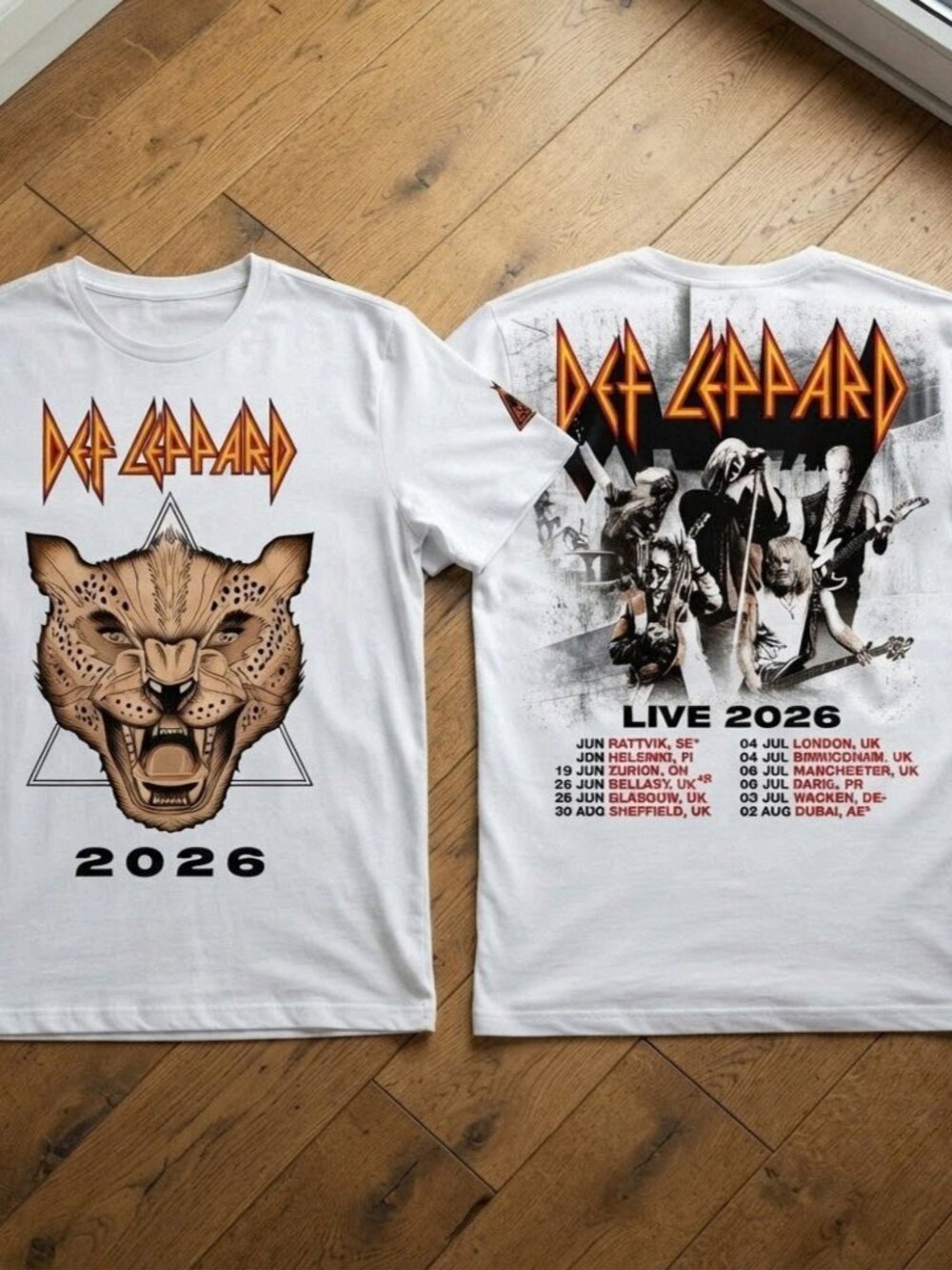 Def Leppard Live 2026 Tour Graphic White T-Shirt